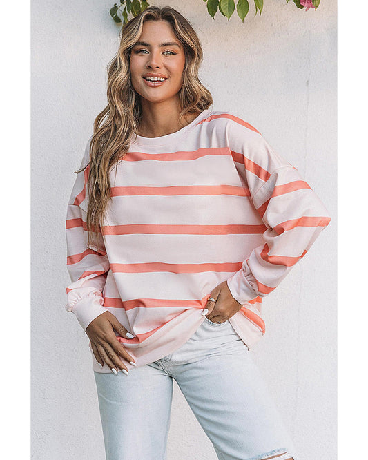 Azura Exchange Drop Shoulder Pullover Sweatshirt with Striped Pattern - 2XL