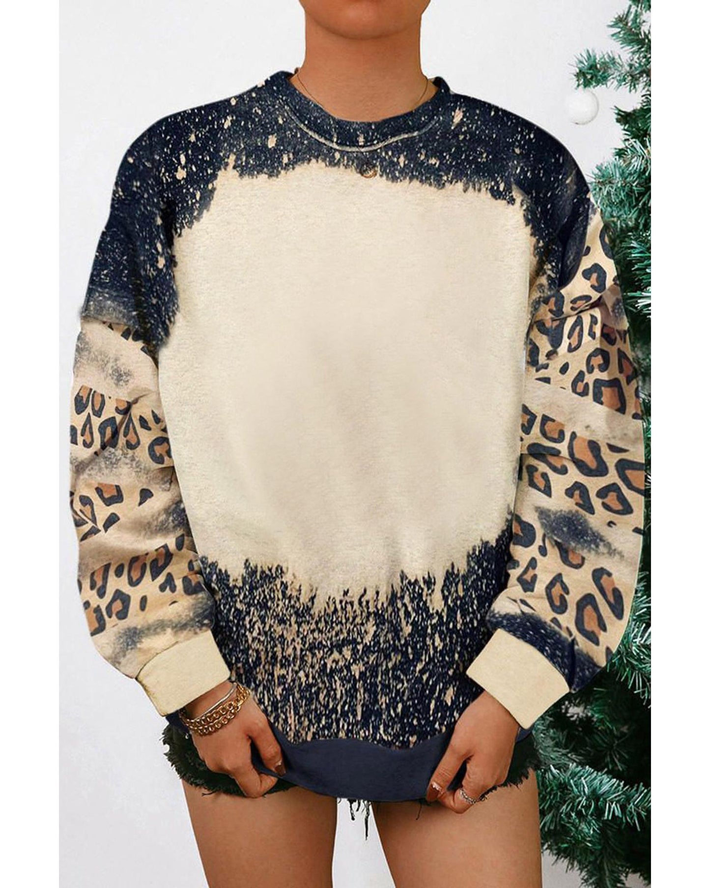 Azura Exchange Leopard Tie Dye Sweatshirt - M