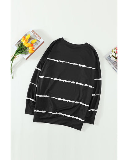 Azura Exchange Abstract Striped Long Sleeve Sweatshirt - M