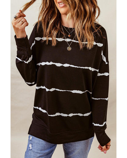 Azura Exchange Abstract Striped Long Sleeve Sweatshirt - S