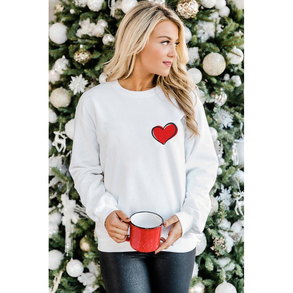 Azura Exchange Embroidered Heart Pullover Sweatshirt - M