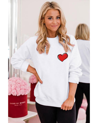 Azura Exchange Embroidered Heart Pullover Sweatshirt - M