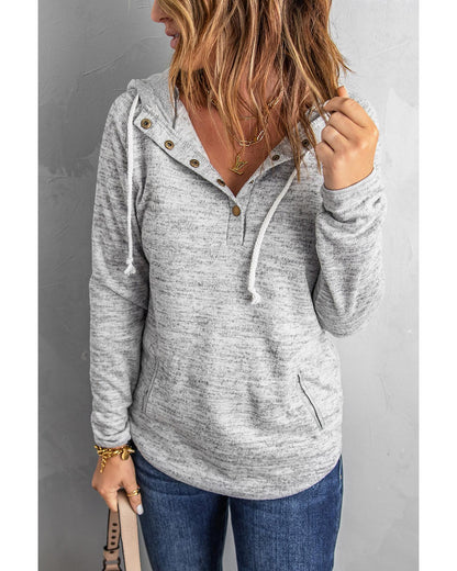 Azura Exchange Buttoned Casual Hoodie with Pocket Design - 2XL