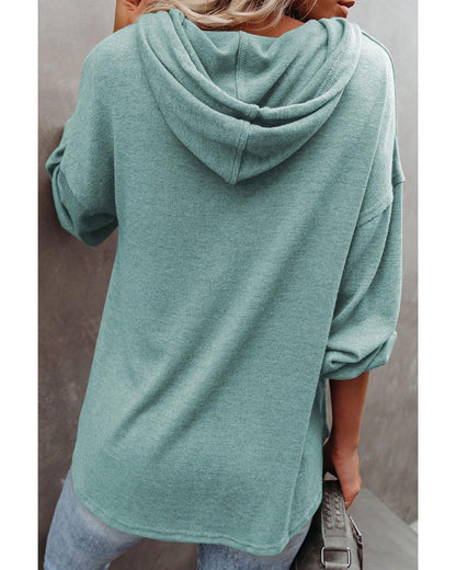 Azura Exchange High and Low Hem Hoodie with Buttoned Detail - S