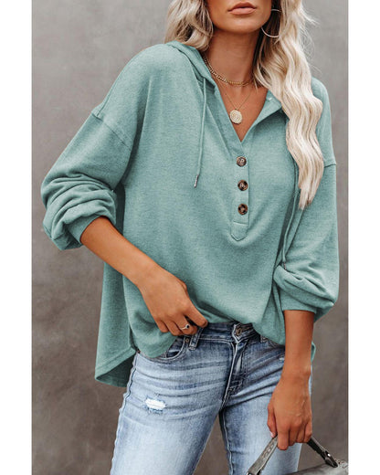 Azura Exchange High and Low Hem Hoodie with Buttoned Detail - S