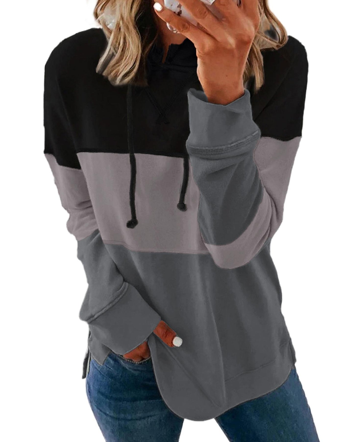 Azura Exchange Color Block Stripe Casual Hoodie - L