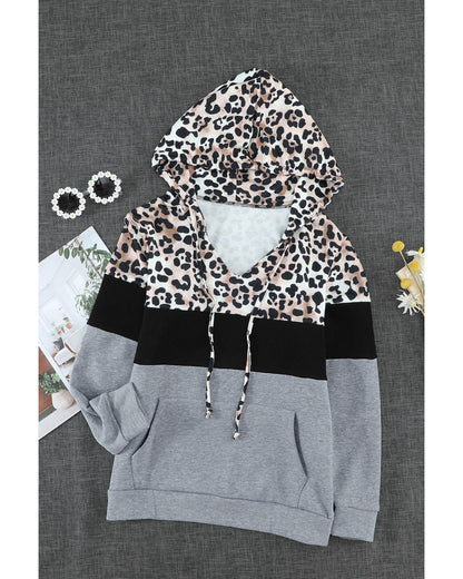 Azura Exchange Leopard Splicing Kangaroo Hoodie - M