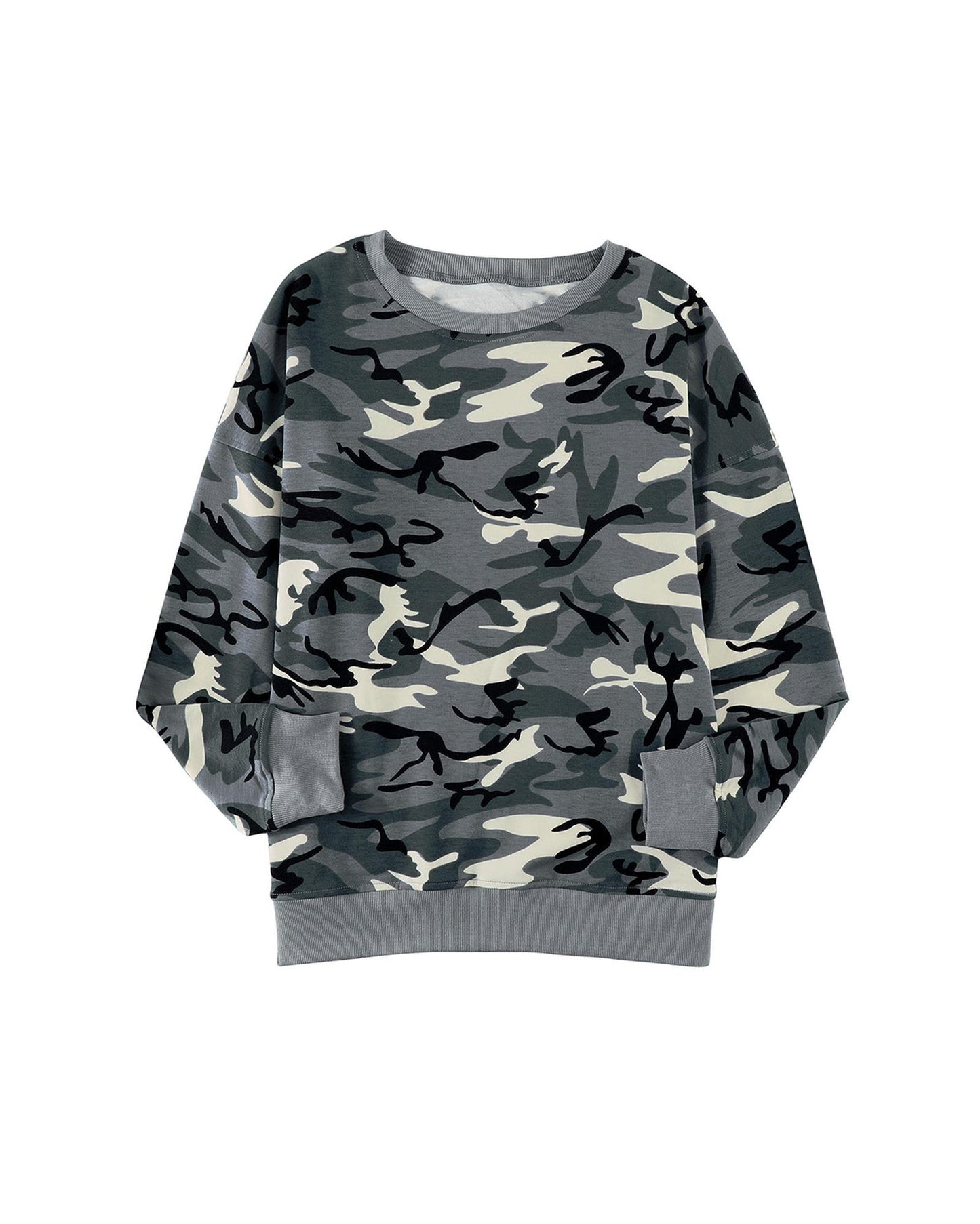 Azura Exchange Camouflage Pullover Sweatshirt with Slits - L