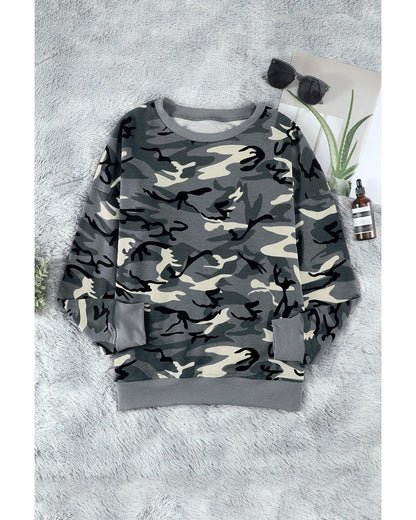 Azura Exchange Camouflage Pullover Sweatshirt with Slits - XL