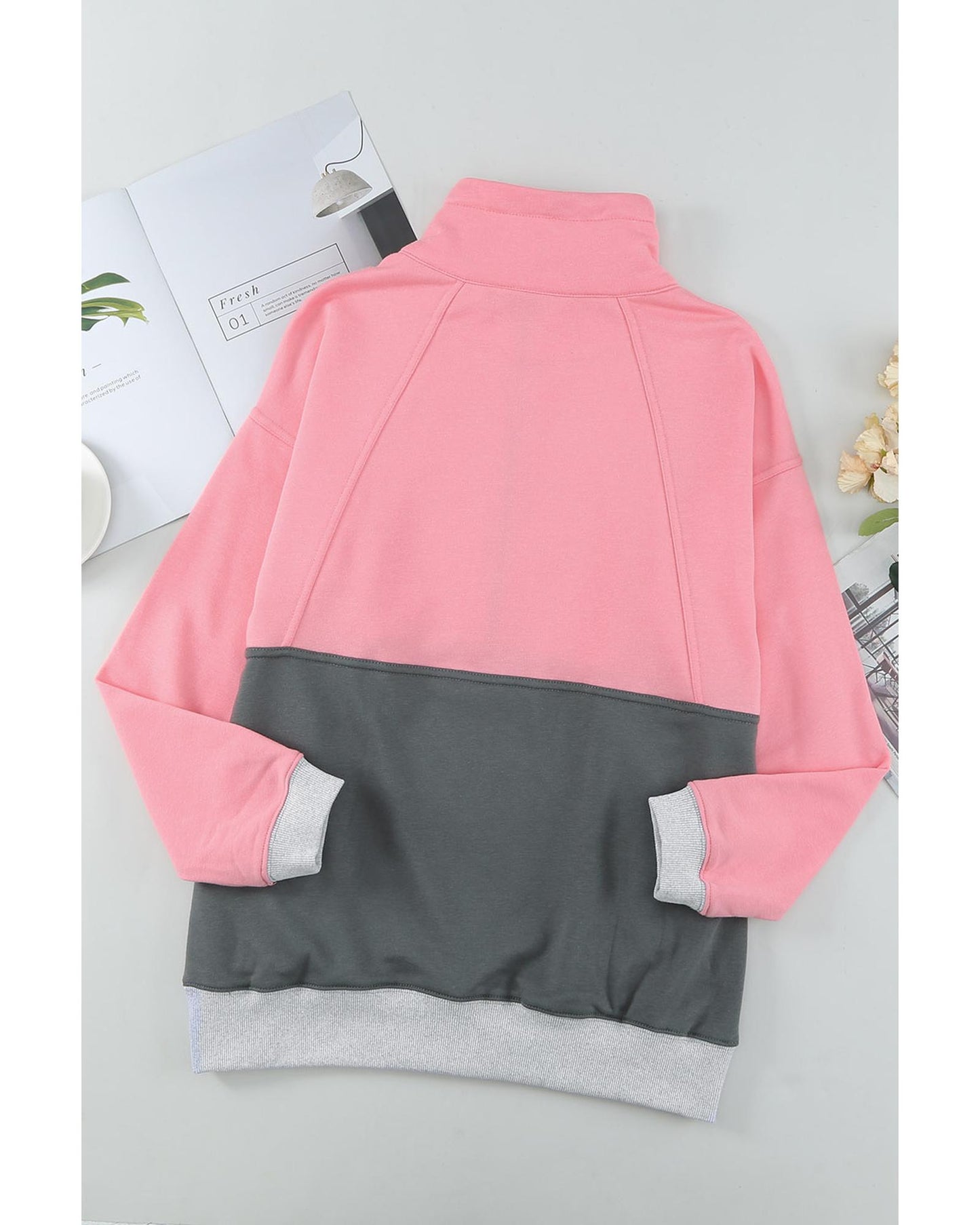 Azura Exchange Zipped Colorblock Sweatshirt with Pockets - 2XL