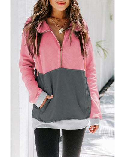 Azura Exchange Zipped Colorblock Sweatshirt with Pockets - S