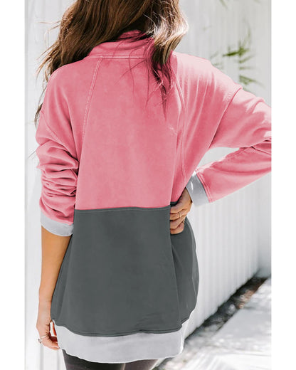 Azura Exchange Zipped Colorblock Sweatshirt with Pockets - S