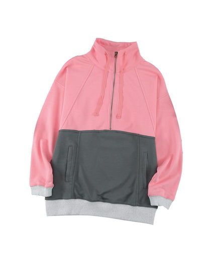 Azura Exchange Zipped Colorblock Sweatshirt with Pockets - S