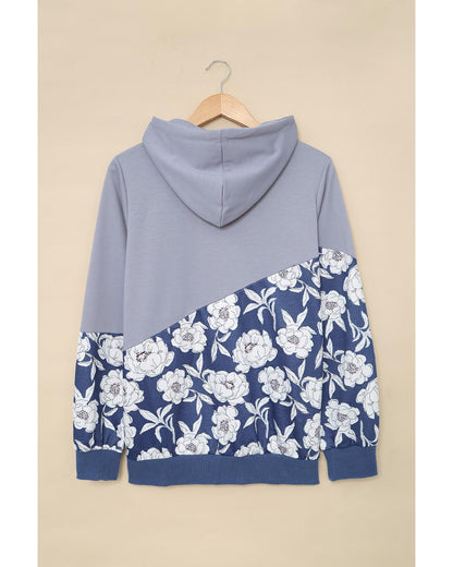 Azura Exchange Floral Splicing Cowl Neck Hoodie - XL