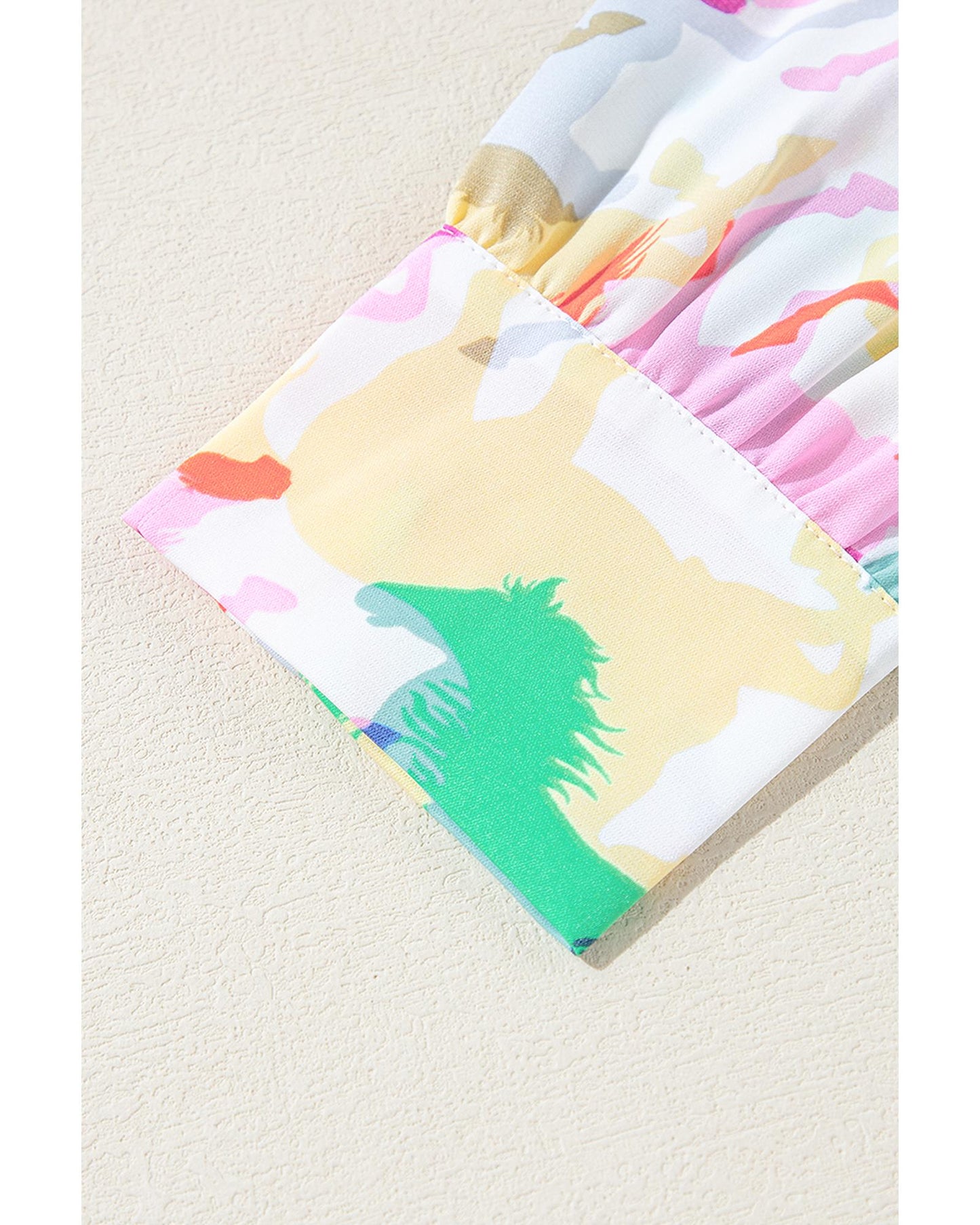 White Colorful Horse Printed Long Sleeve Button Up Casual Shirt - M