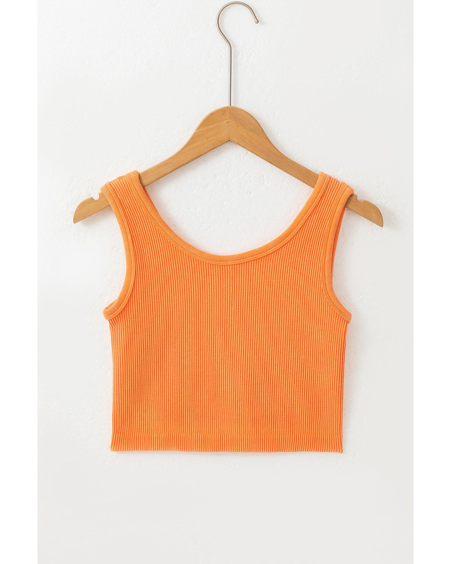 Grapefruit Orange Ribbed Seamless Cropped Tank Top - XL