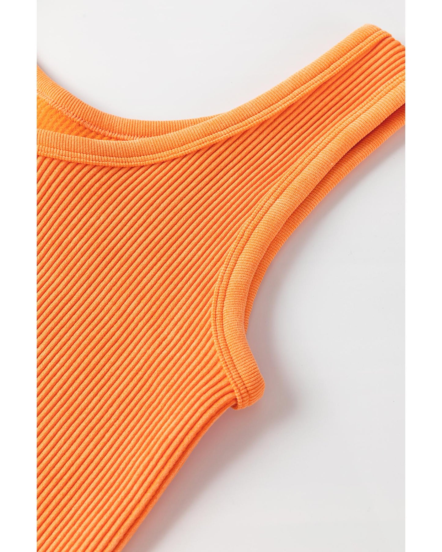 Grapefruit Orange Ribbed Seamless Cropped Tank Top - XL