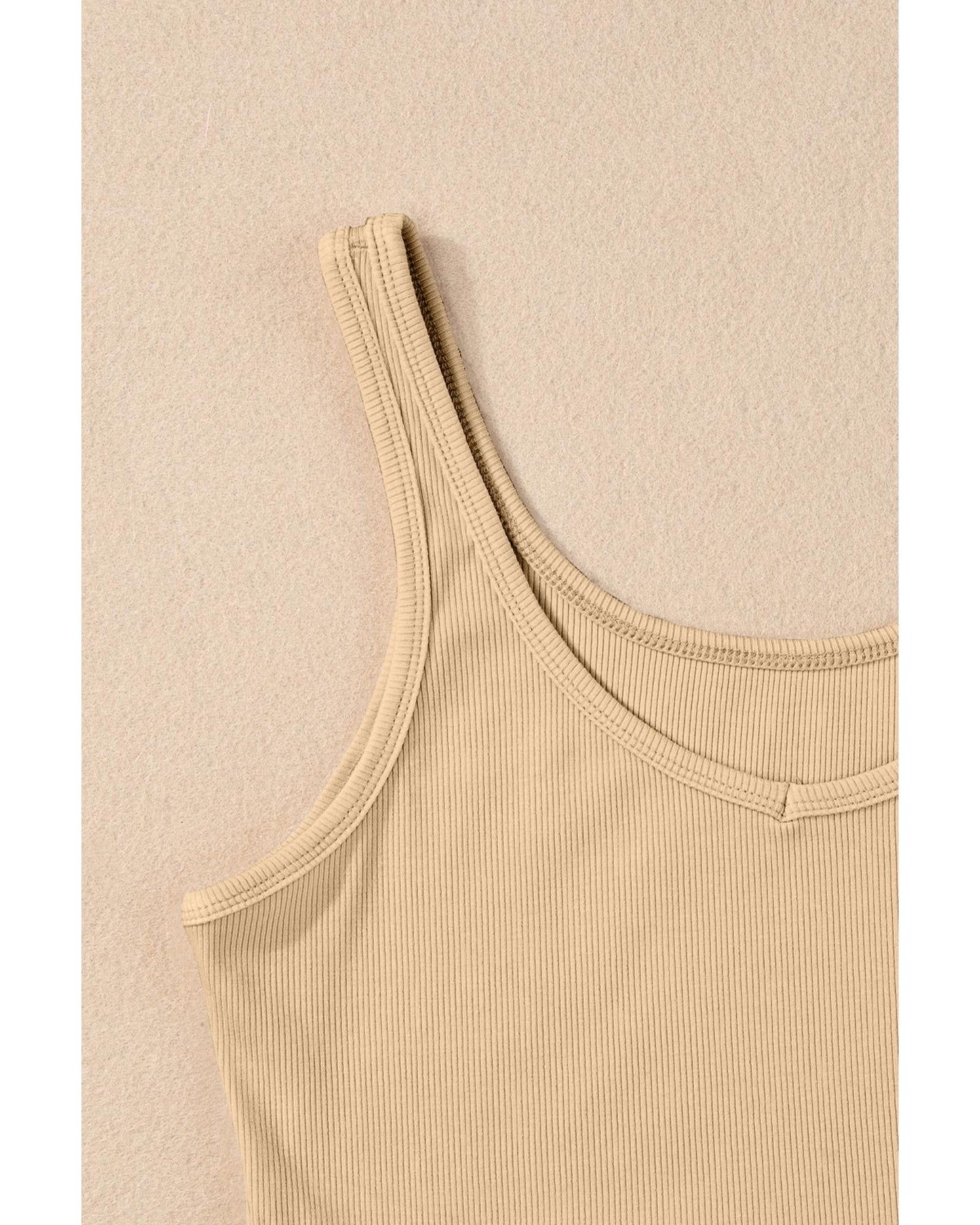 Apricot Ribbed Knit Sheath Sleeveless Crop Top - XL