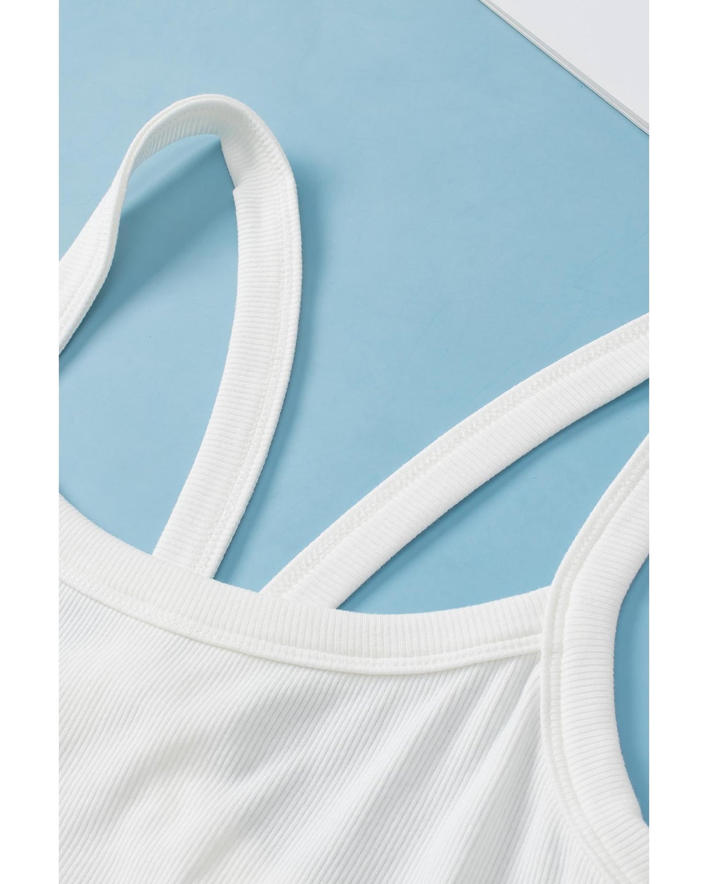 White Athletic Ribbed Cropped Cami Top - L