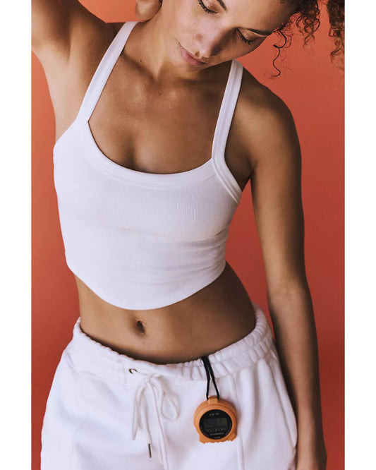 White Athletic Ribbed Cropped Cami Top - XL
