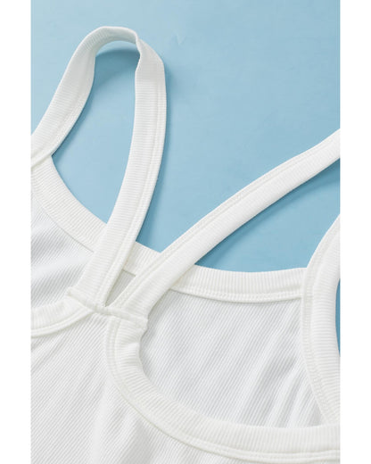 White Athletic Ribbed Cropped Cami Top - XL