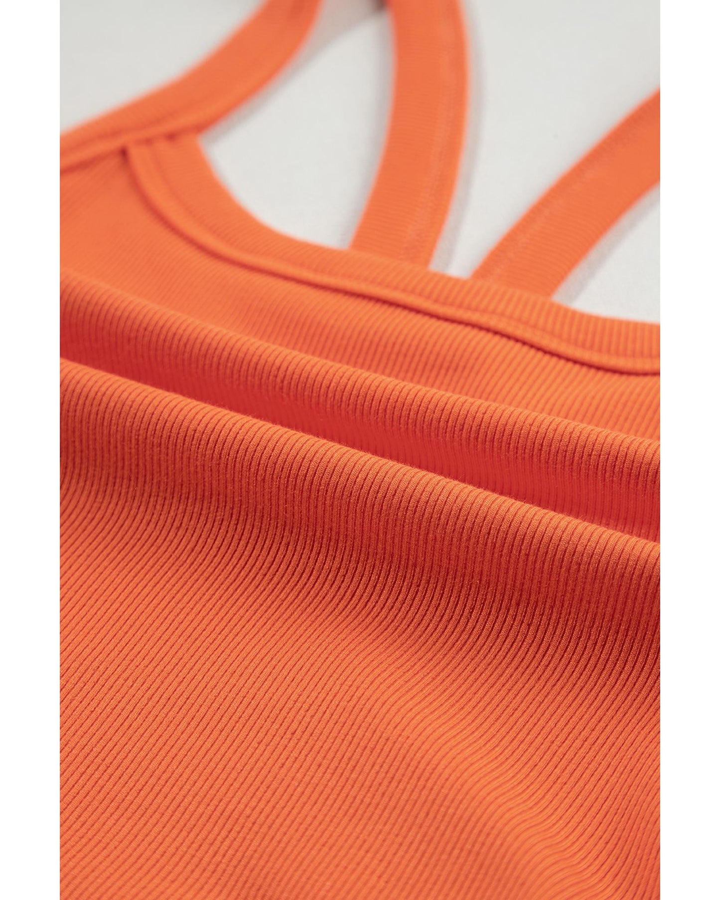 Grapefruit Orange Athletic Ribbed Cropped Cami Top - L