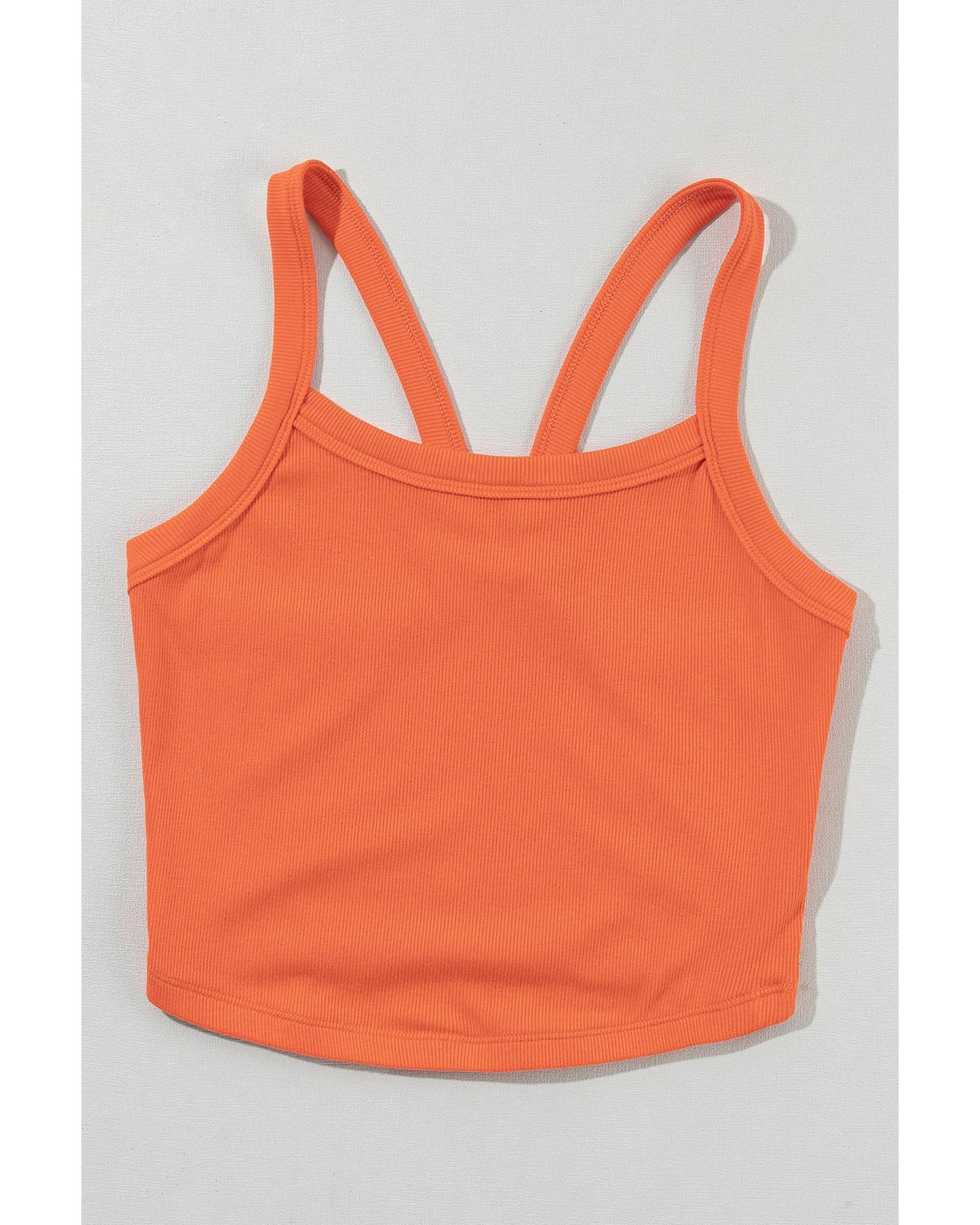 Grapefruit Orange Athletic Ribbed Cropped Cami Top - XL