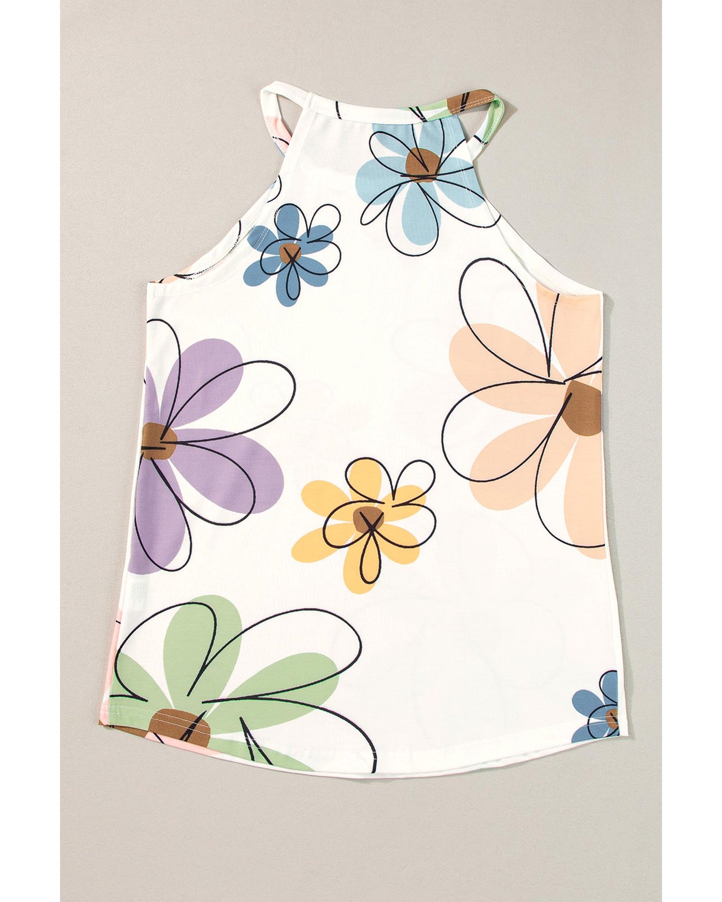 Beige Sweet Floral Tank Top - S