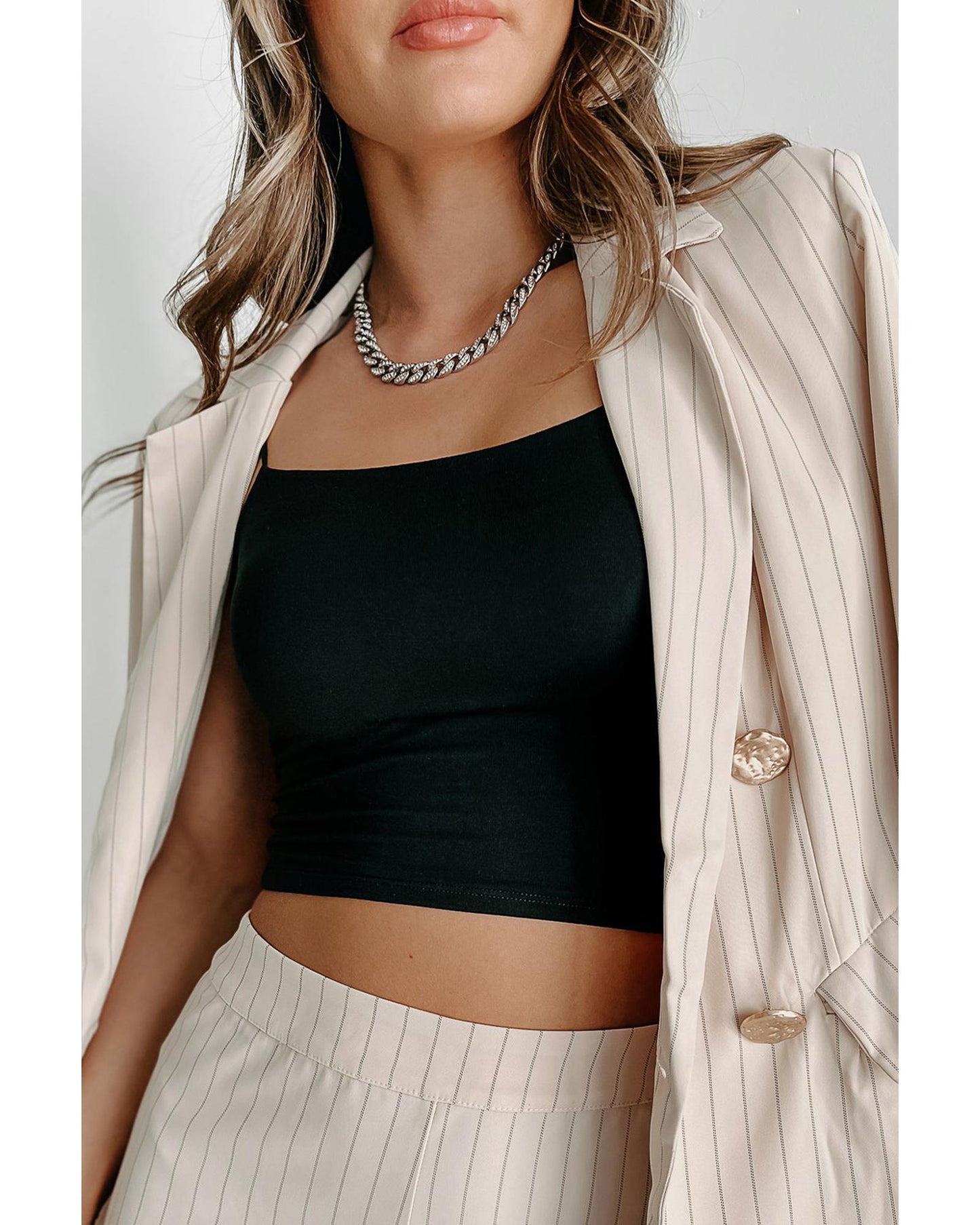 Black Spaghetti Strap Skinny Fit Cropped Tank Top - L