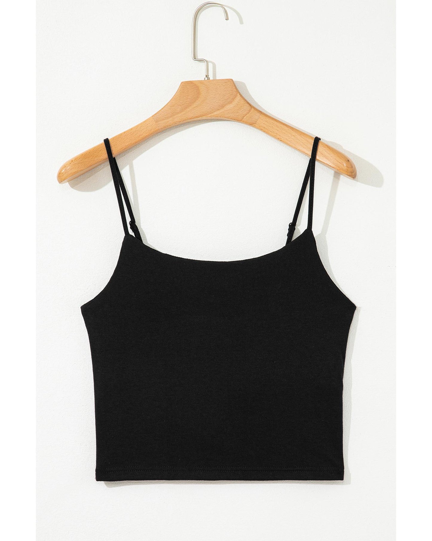 Black Spaghetti Strap Skinny Fit Cropped Tank Top - M