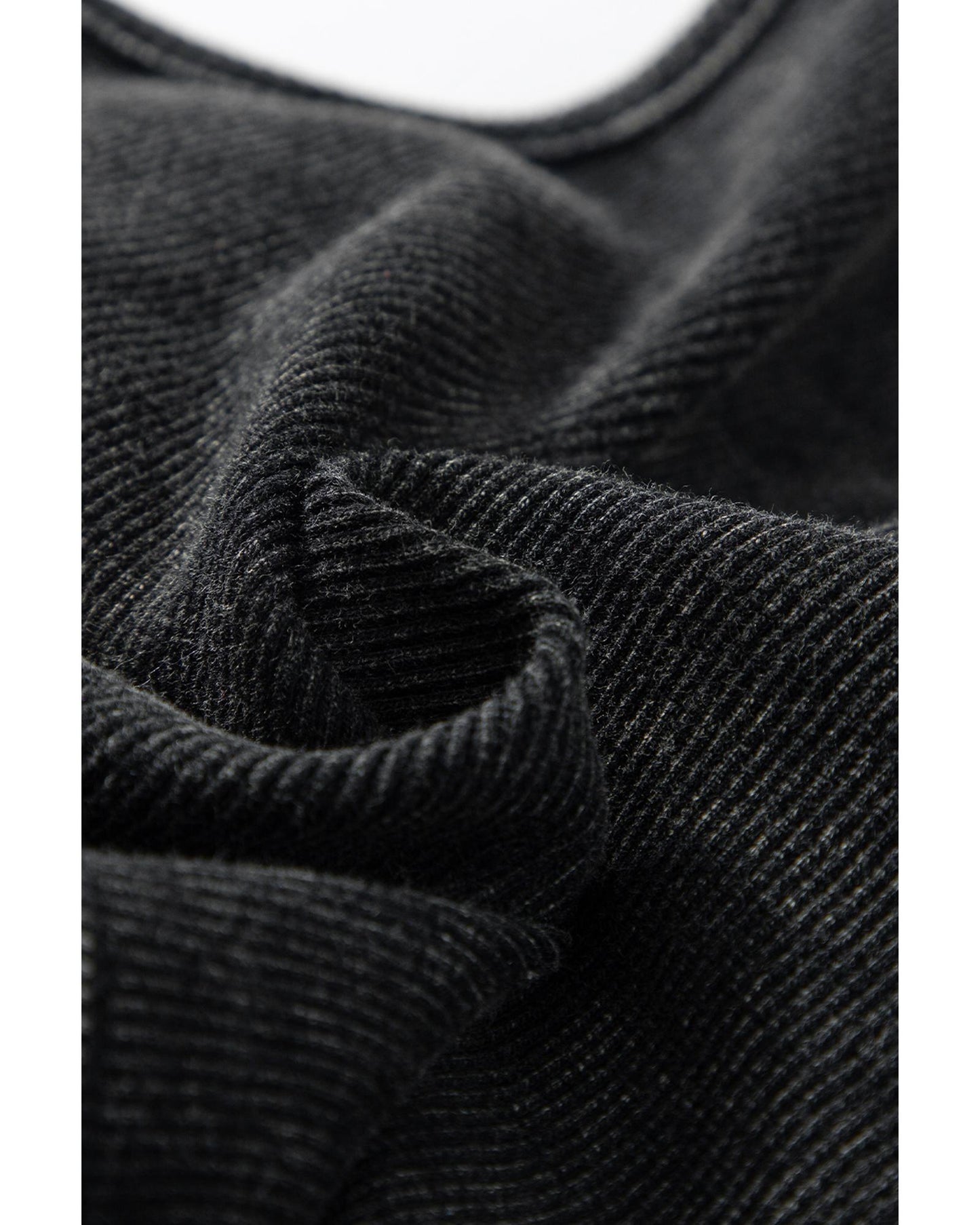 Black Ribbed Mineral Wash Racerback Cropped Tank Top - L