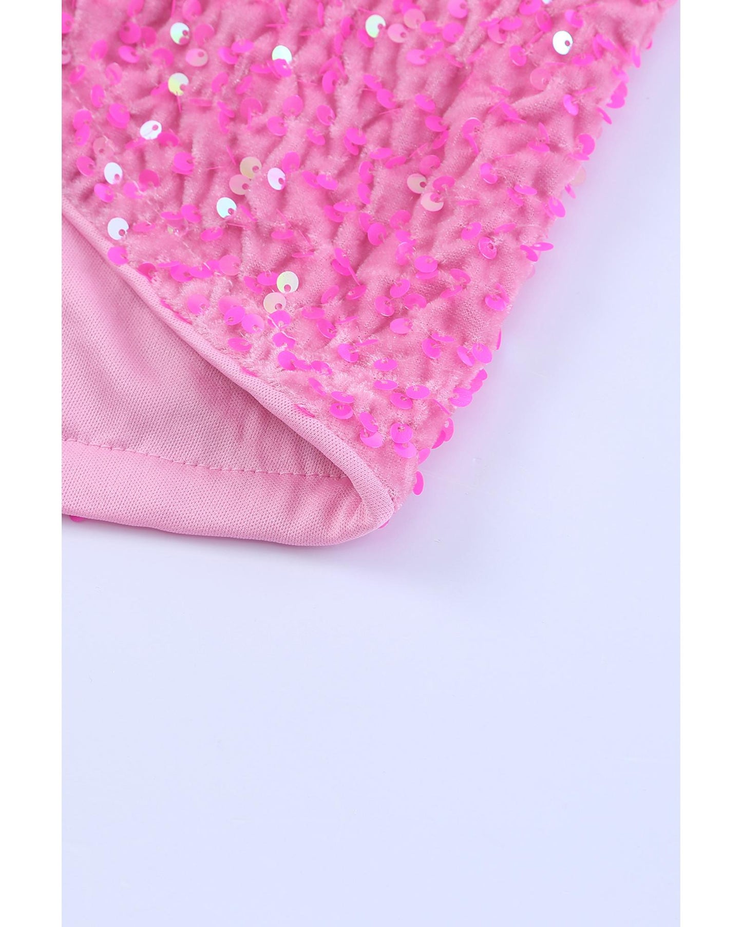 Pink Sequin Adjustable Straps Tank Top - L