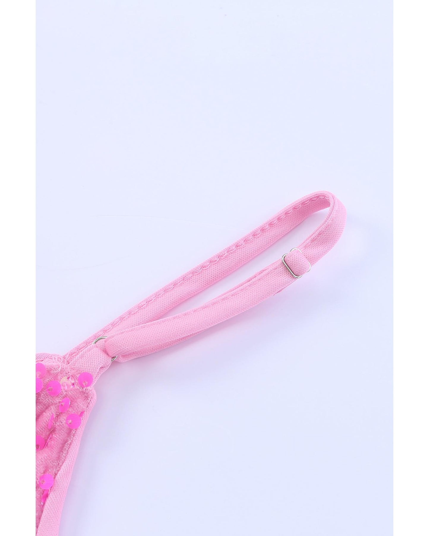 Pink Sequin Adjustable Straps Tank Top - L