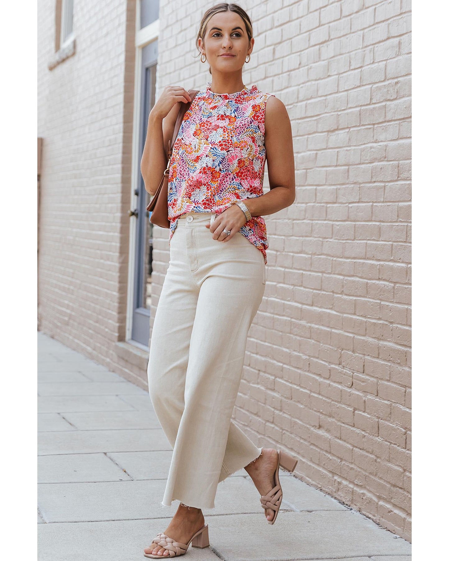 Multicolor Floral Print Relaxed Tank Top - M