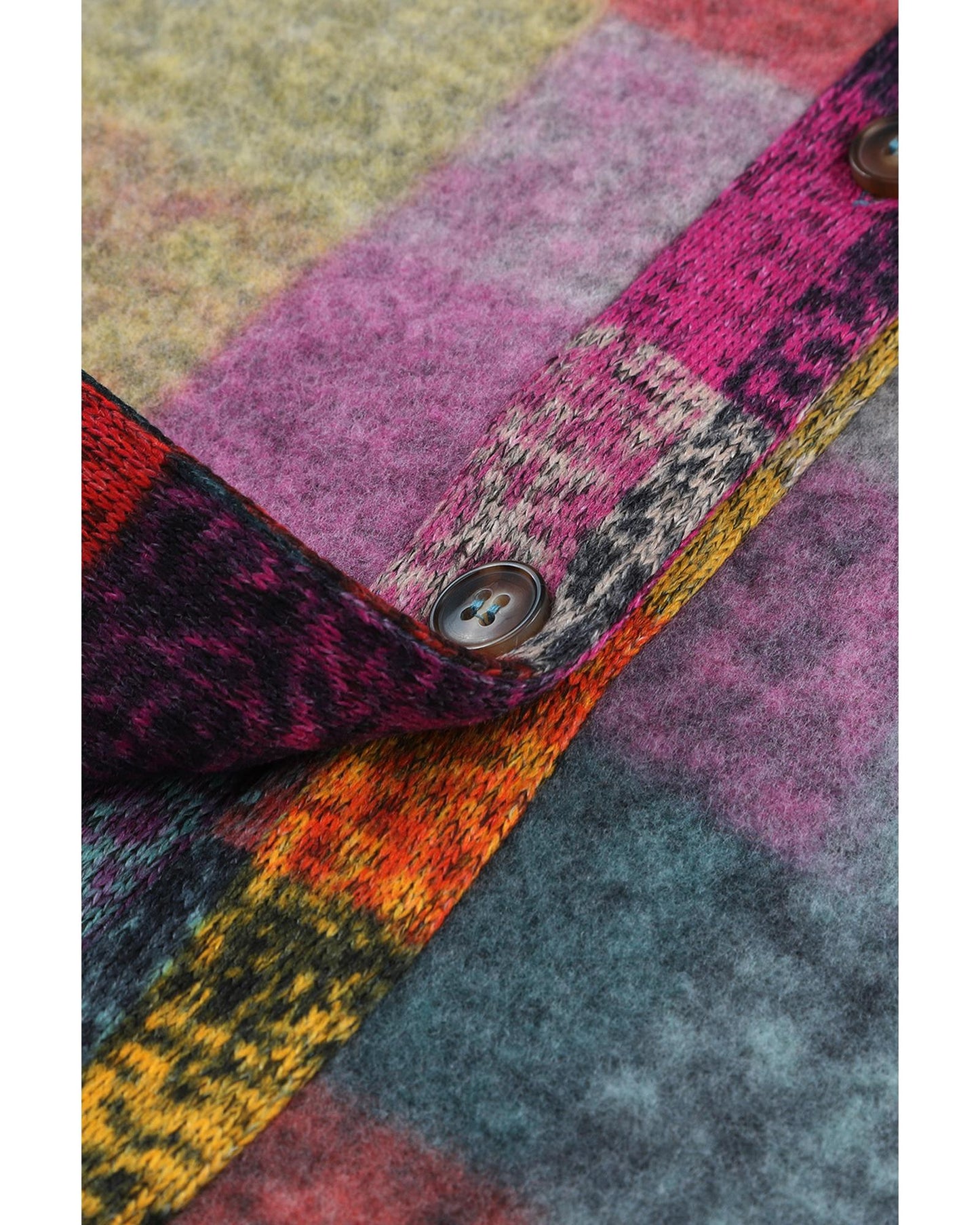 Multicolor Brushed Checked Western Buttoned Jacket - M