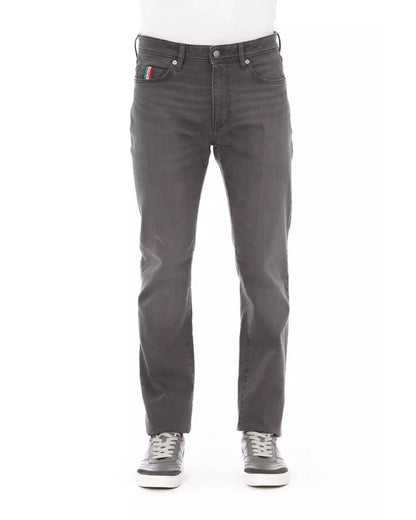 Logo Button Regular Man Jeans with Tricolor Insert W38 US Men