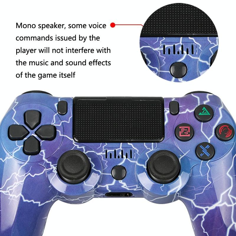 Wireless Bluetooth Game Controller for Ps4 with Dual Vibration and Light Strip - Camouflage Blue