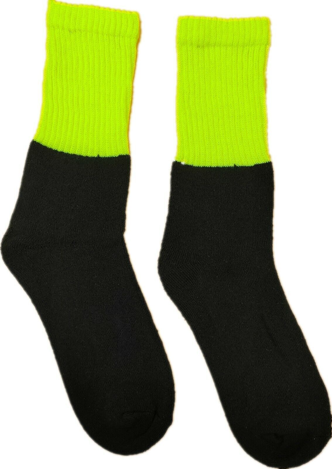 3x Pairs HI VIS SOCKS Workwear Work Safety Tradie High Visibility Fluro - Yellow - 11-14