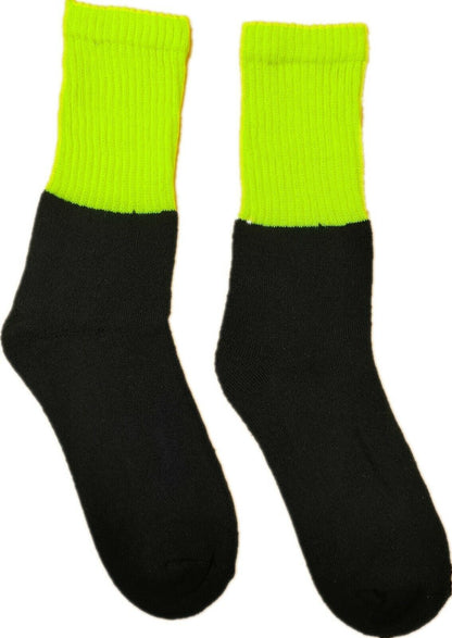 3x Pairs HI VIS SOCKS Workwear Work Safety Tradie High Visibility Fluro - Yellow - 11-14