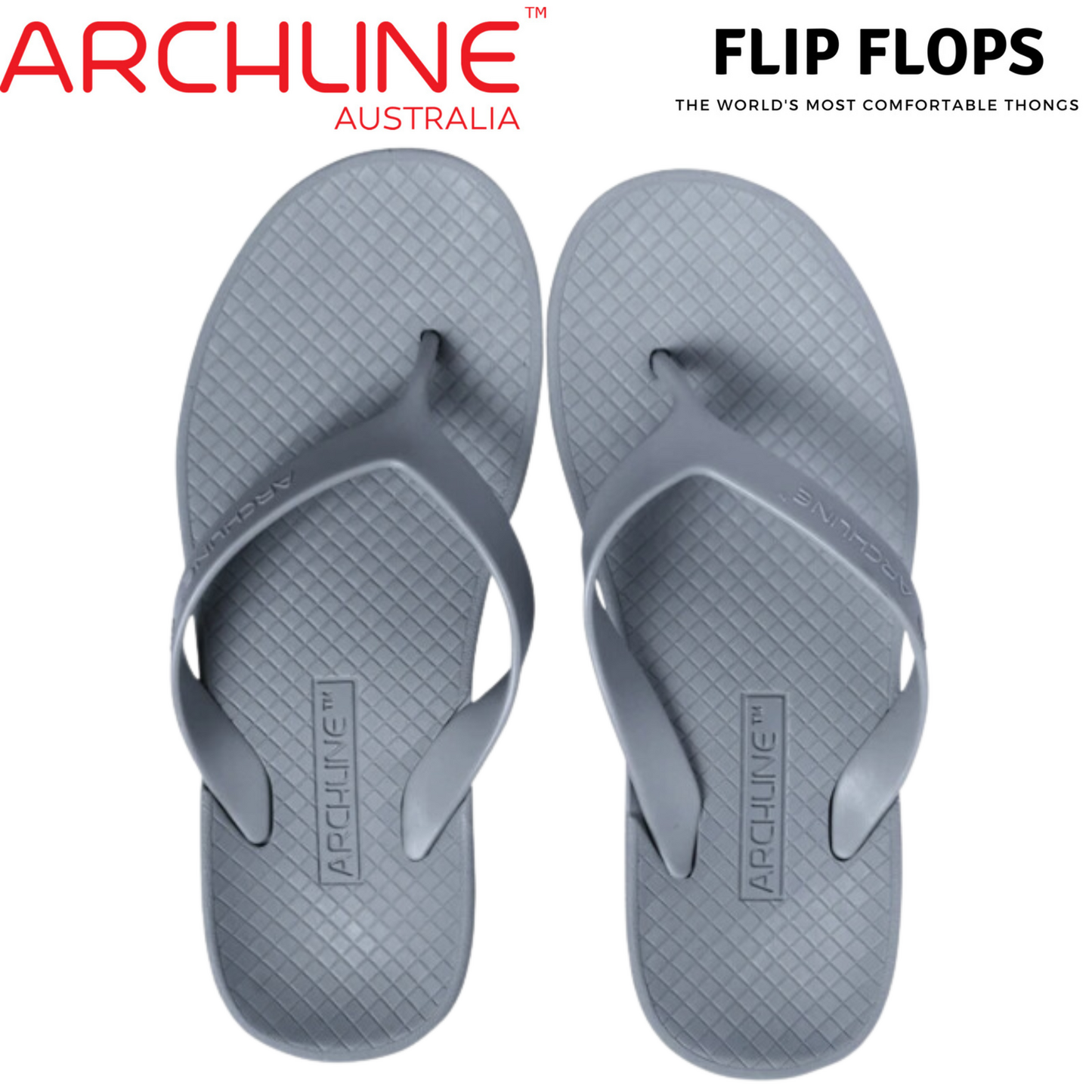 ARCHLINE Orthotic Flip Flops Thongs Arch Support Shoes Footwear - Grey - EUR 41
