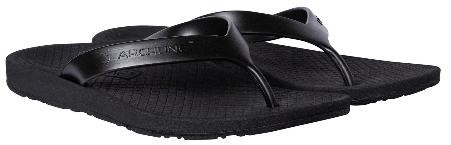 ARCHLINE Orthotic Thongs Arch Support Shoes Footwear Flip Flops Orthopedic - Black/Black - EUR 39