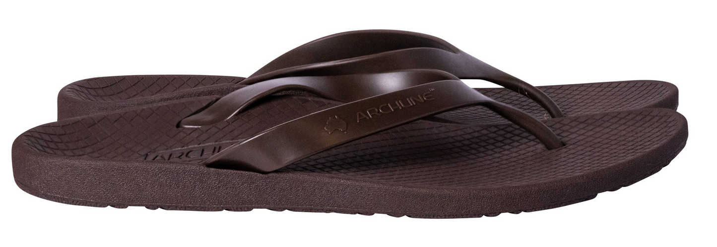 ARCHLINE Orthotic Thongs Arch Support Shoes Footwear Flip Flops Orthopedic - Brown/Brown - EUR 41