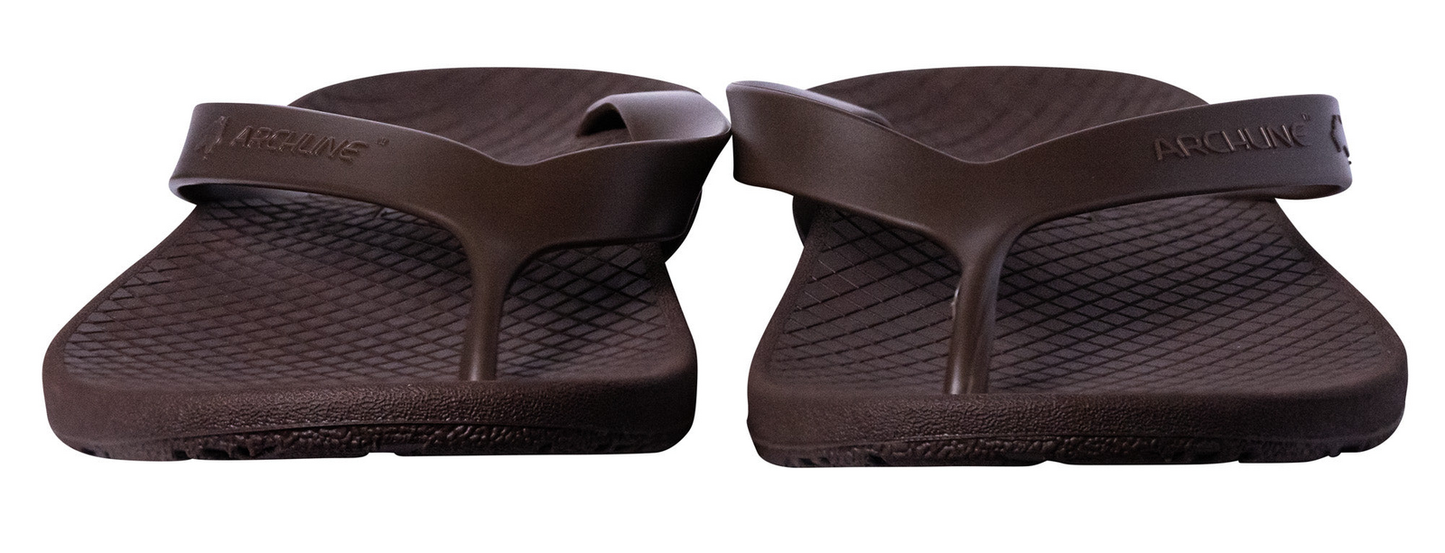 ARCHLINE Orthotic Thongs Arch Support Shoes Footwear Flip Flops Orthopedic - Brown/Brown - EUR 41