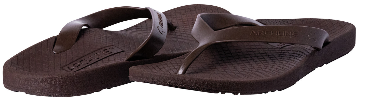 ARCHLINE Orthotic Thongs Arch Support Shoes Footwear Flip Flops Orthopedic - Brown/Brown - EUR 41