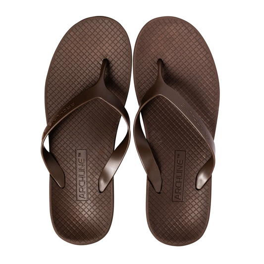ARCHLINE Orthotic Thongs Arch Support Shoes Footwear Flip Flops Orthopedic - Brown/Brown - EUR 42