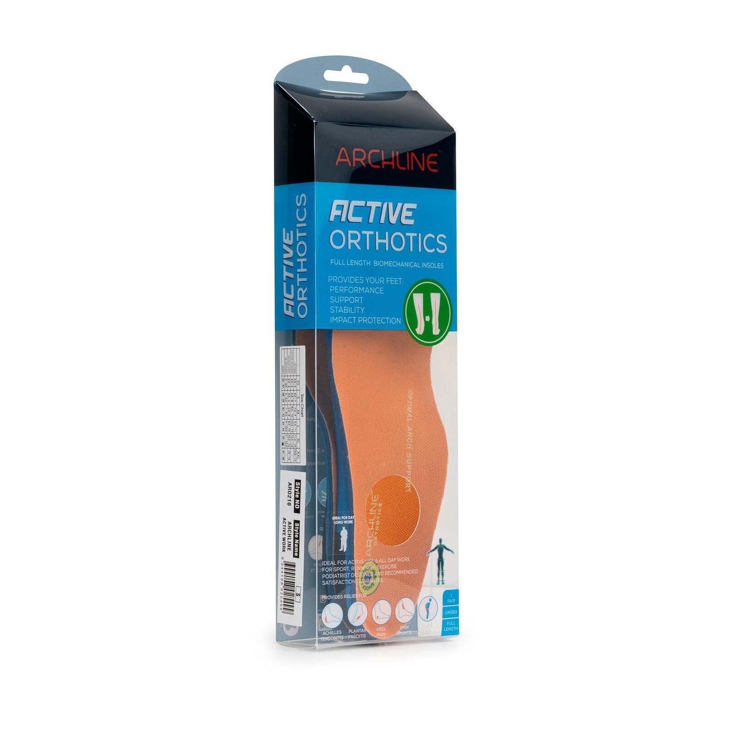 Archline Active Orthotics Full Length Arch Support Pain Relief Insoles - For Work - XL (EU 45-46)