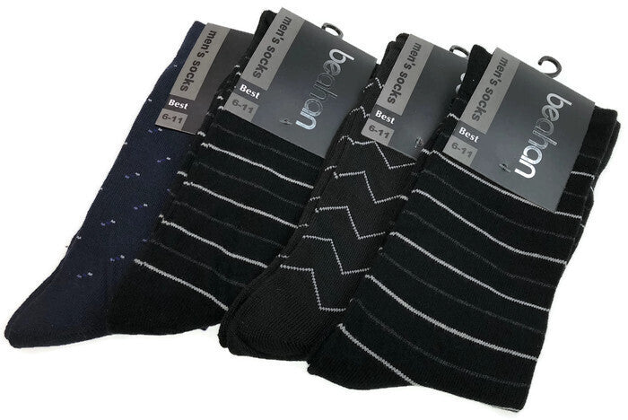 9 Pairs COTTON BUSINESS SOCKS Mens Dress Crew Plain Work Casual  BULK - Black - 6-11
