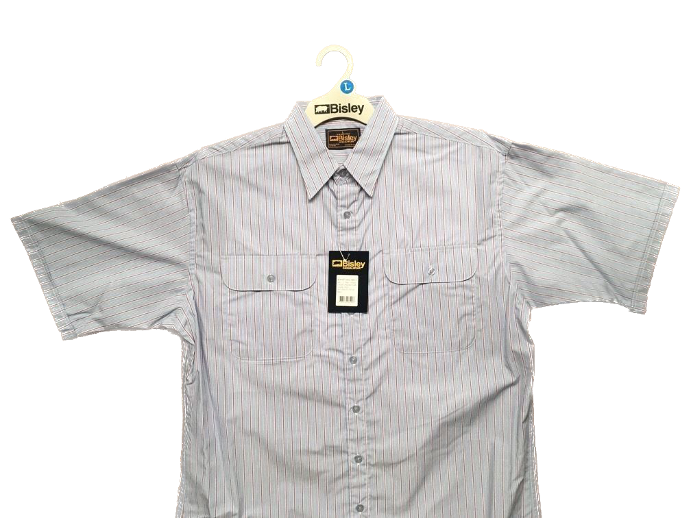 BISLEY SHORT SLEEVE SHIRT Everyday Casual Business Work Cotton Blend Check - BS2552_VPLB (PLB) - L