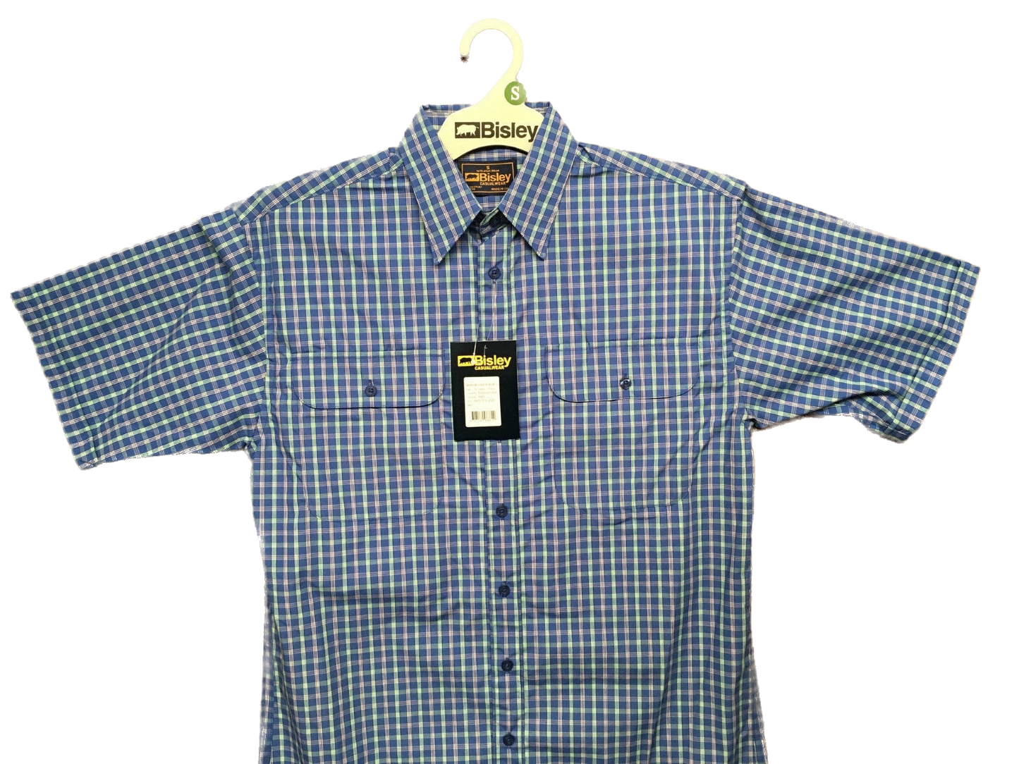 BISLEY SHORT SLEEVE SHIRT Everyday Casual Business Work Cotton Blend Check - BS2573_CAMO (AMO) - S