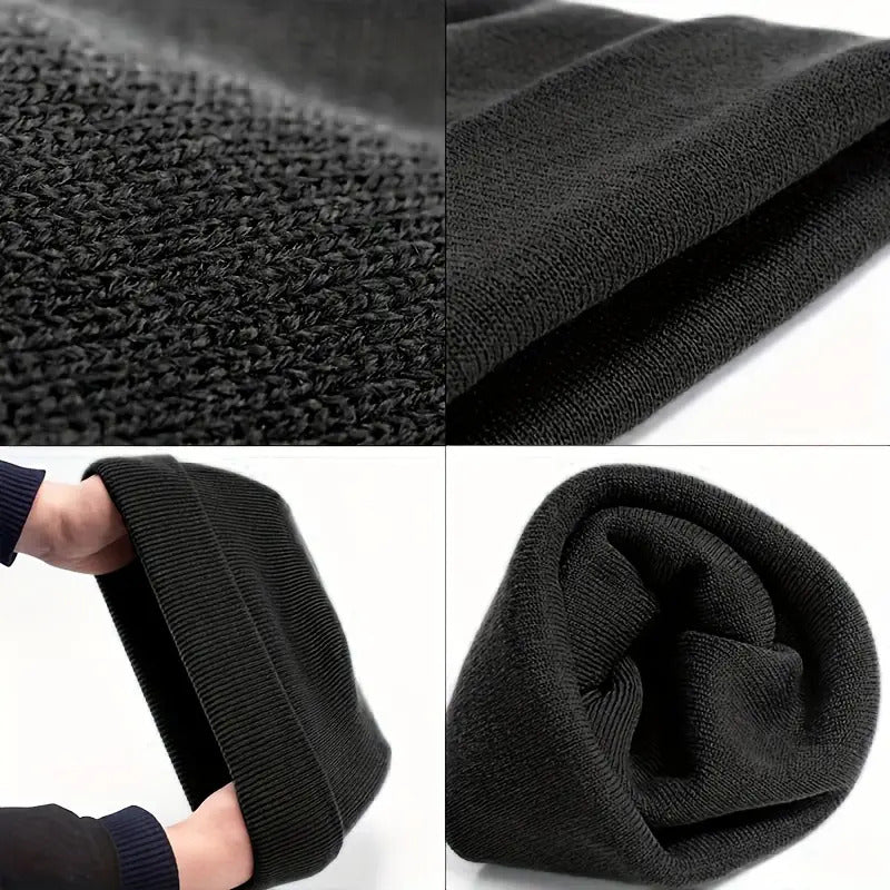 PLAIN BEANIE Unisex Mens Womens Winter Warm Hat Ski Cap Knit One Size - Black